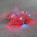 Гирлянда Нить 10м Красная с Мерцанием Белого Диода 24В, 100 LED, Провод Прозрачный ПВХ, IP54