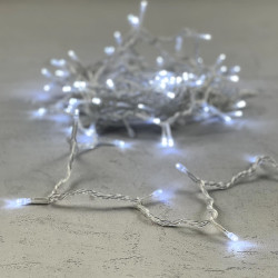Гирлянда Нить 10м Белая с Мерцанием Белого Диода 24В, 100 LED, Провод Прозрачный ПВХ, IP54