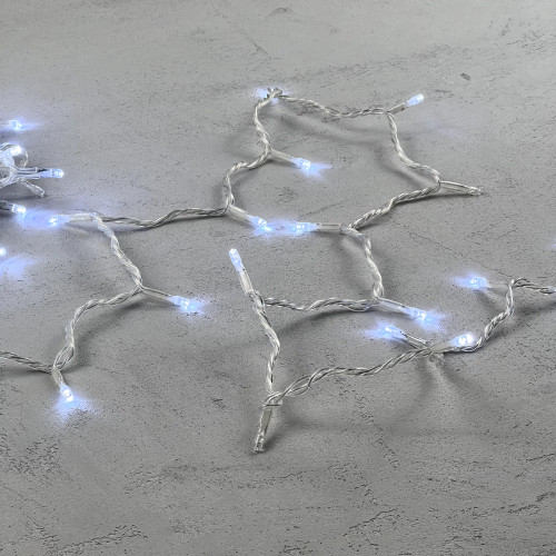 Гирлянда Нить 10м Белая с Мерцанием Белого Диода 220В, 100 LED, Провод Прозрачный ПВХ, IP54