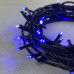 Гирлянда Нить 10м Синяя с Мерцанием Белого Диода 24В, 100 LED, Провод Черный ПВХ, IP54