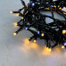 Гирлянда Нить 10м Экстра Тепло-Белая с Мерцанием Белого Диода 24В, 100 LED, Провод Черный ПВХ, IP54
