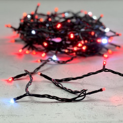 Гирлянда Нить 10м Красная с Мерцанием Белого Диода 24В, 100 LED, Провод Черный ПВХ, IP54