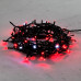 Гирлянда Нить 10м Красная с Мерцанием Белого Диода 24В, 100 LED, Провод Черный ПВХ, IP54