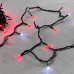 Гирлянда Нить 10м Красная с Мерцанием Белого Диода 24В, 100 LED, Провод Черный ПВХ, IP54