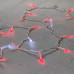 Гирлянда Нить с Колпачком 10м Красная с Мерцанием Белого Диода 24В, 100 LED, Провод Прозрачный ПВХ, IP65