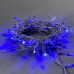 Гирлянда Нить с Колпачком 10м Синяя с Мерцанием Белого Диода 220В, 100 LED, Провод Прозрачный ПВХ, I