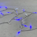 Гирлянда Нить с Колпачком 10м Синяя с Мерцанием Белого Диода 220В, 100 LED, Провод Прозрачный ПВХ, I