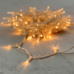 Гирлянда Нить с Колпачком 10м Экстра Тепло-Белая 24В, 100 LED, Провод Прозрачный ПВХ, IP65
