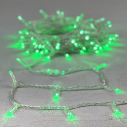 Гирлянда Нить с Колпачком 10м Зеленая 24В, 100 LED, Провод Прозрачный ПВХ, IP65