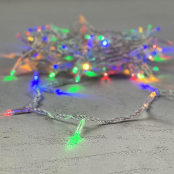 Гирлянда Нить с Колпачком 10м Разноцветная 24В, 100 LED, Провод Прозрачный ПВХ, IP65