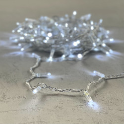 Гирлянда Нить с Колпачком 10м Белая 24В, 100 LED, Провод Прозрачный ПВХ, IP65