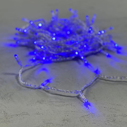Гирлянда Нить с Колпачком 10м Синяя 220В, 100 LED, Провод Прозрачный ПВХ, IP65