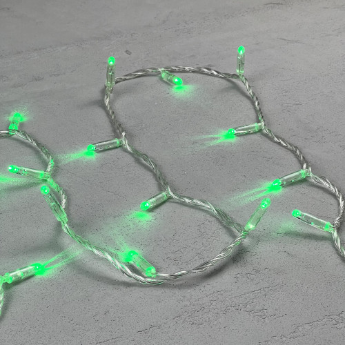 Гирлянда Нить с Колпачком 10м Зеленая 220В, 100 LED, Провод Прозрачный ПВХ, IP65