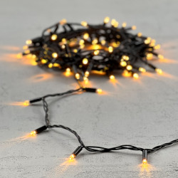 Гирлянда Нить с Колпачком 10м Экстра Тепло-Белая 24В, 100 LED, Провод Черный ПВХ, IP65