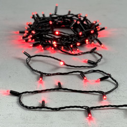 Гирлянда Нить с Колпачком 10м Красная 24В, 100 LED, Провод Черный ПВХ, IP65