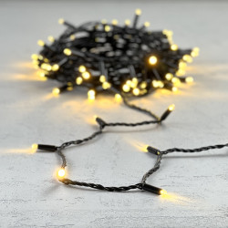 Гирлянда Нить с Колпачком 10м Тепло-Белая 24В, 100 LED, Провод Черный ПВХ, IP65