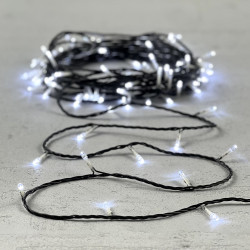Гирлянда Нить с Контроллером 10м Белая 220В, 100 LED, Провод Черный ПВХ, IP20