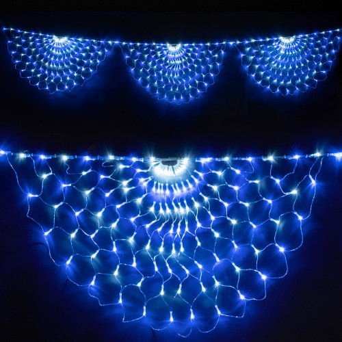 Светодиодная Сеть Радужная 3 x 0,5 м Бело-Синяя, 384 LED, Провод Прозрачный Силикон, IP65