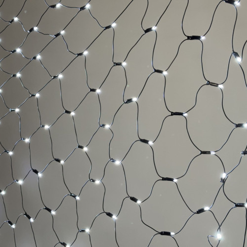 Светодиодная Сеть с Колпачком 2 x 3 м Белая 220В, 384 LED, Провод Черный ПВХ, IP65