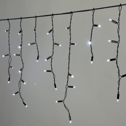 Гирлянда Бахрома 3,1 x 0,5 м Белая 220В, 120 LED, Провод Черный Каучук 2,3мм, IP65