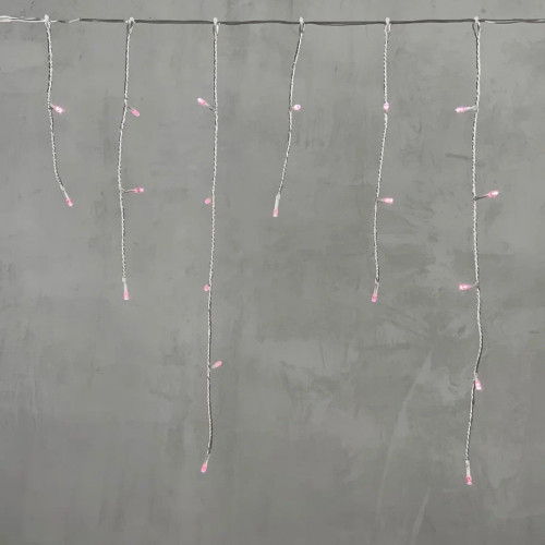 Гирлянда Бахрома на Батарейках 3 х 0,5 м Фиолетовая, 100 LED, Провод Прозрачный Силикон, IP65