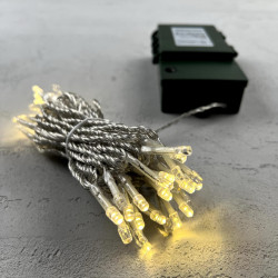 Гирлянда Бахрома на Батарейках 3 x 0,5 м Шампань, 100 LED, Провод Прозрачный Силикон, IP65