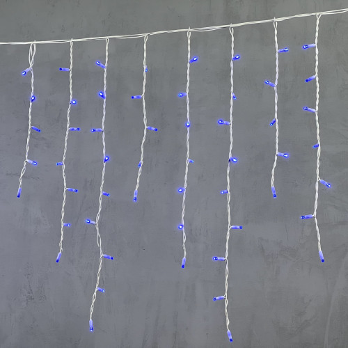 Гирлянда Бахрома 3,2 х 0,9 м Синяя, 168 LED, Белый Провод Каучук, IP65