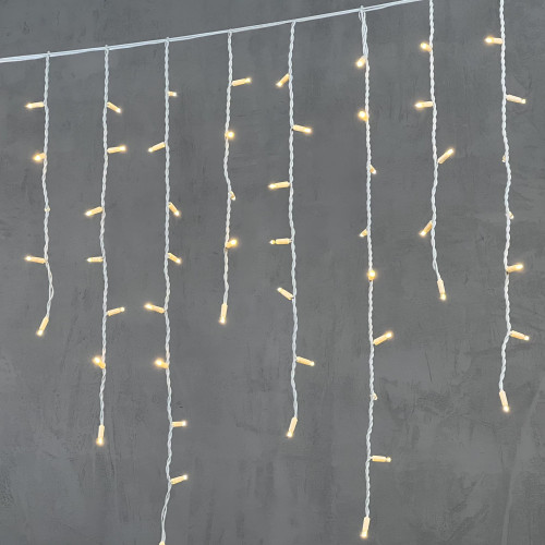 Гирлянда Бахрома 3,2 x 0,9 м Тепло-Белая 220В, 168 LED, Провод Белый Каучук, IP65