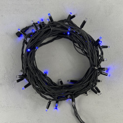 Гирлянда Нить 10м Синяя с Мерцанием Каждого Диода 220В, 75 LED, Провод Черный Каучук, IP65