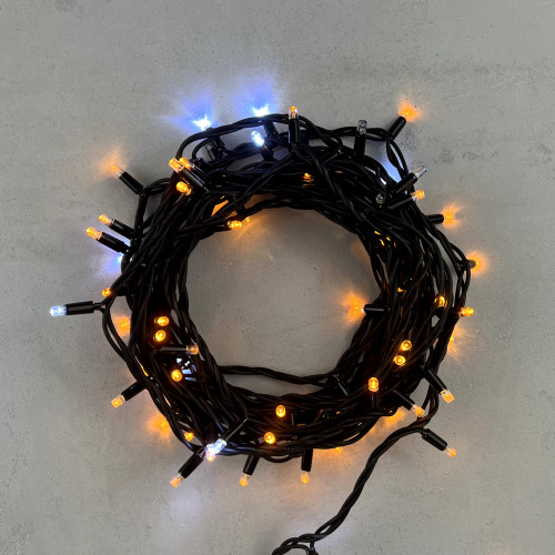 Гирлянда Нить 10м Желтая с Мерцанием Каждого Диода 220В, 75 LED, Провод Черный Каучук, IP65