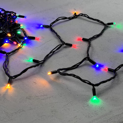 Гирлянда Нить 10м Разноцветная 24В, 75 LED, Провод Черный Каучук, IP65