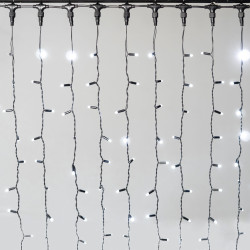 Гирлянда Занавес 2 x 3 м Белый 220В, 600 LED, Провод Черный Каучук 2,3мм, IP65