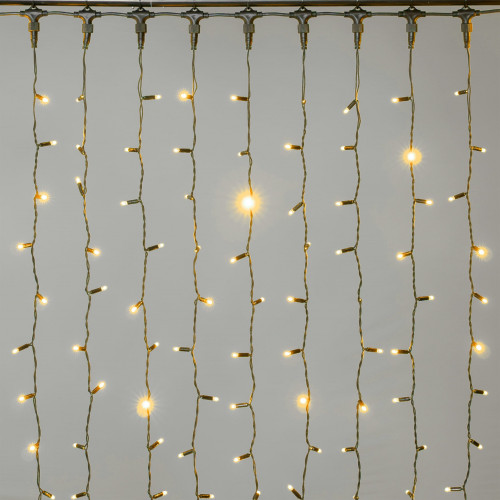 Гирлянда Занавес 2 x 2 м Желтый 220В, 400 LED, Провод Черный Каучук 2,3мм, IP65