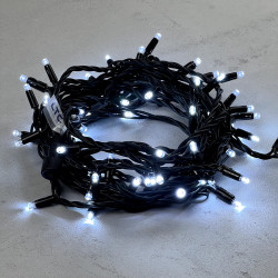 Гирлянда Нить 10м Белая 220В, 75 LED, Провод Черный Каучук, IP65