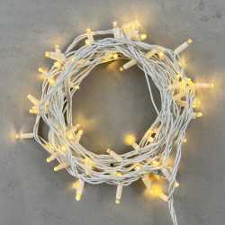 Гирлянда Нить 10м Тепло-Белая 220В, 75 LED, Провод Белый Каучук, IP65