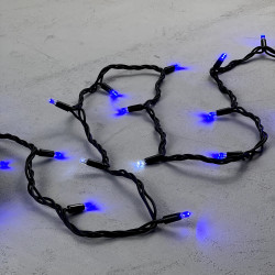 Гирлянда Нить 10м Синяя с Мерцанием Каждого Диода 220В, 75 LED, Провод Черный Каучук, IP65
