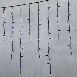 Гирлянда Бахрома 3,2 x 0,9 м Разноцветная 220В, 168 LED, Провод Черный Каучук, IP65