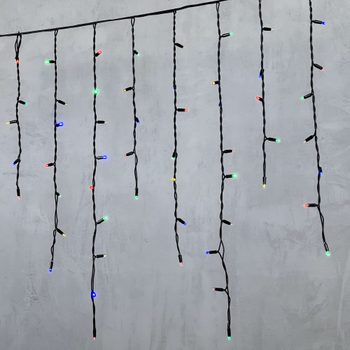 Гирлянда Бахрома 3,2 x 0,9 м Разноцветная 220В, 168 LED, Провод Черный Каучук, IP65