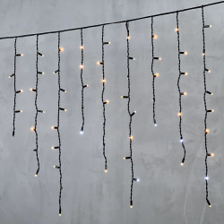 Гирлянда Бахрома 3,2 x 0,9 м Экстра Тепло-Белая с Мерцанием Белого Диода 220В, 168 LED, Провод Черный Каучук, IP65