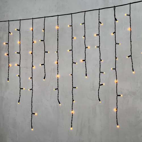 Гирлянда Бахрома 3,2 x 0,9 м Желтая, 168 LED, Провод Черный Каучук, IP65