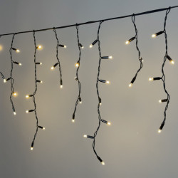 Гирлянда Бахрома 3,1 x 0,5 м Тепло-Белая 220В, 120 LED, Провод Черный Каучук 2,3мм, IP65