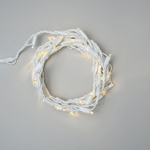 Гирлянда Нить Тверская 5м Тепло-Белая с Контроллером 24В, 54 LED, Провод Белый Каучук, IP65