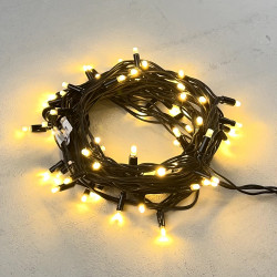Гирлянда Нить 10м Тепло-Белая 24В, 100 LED, Провод Черный Каучук 2,3мм, IP65