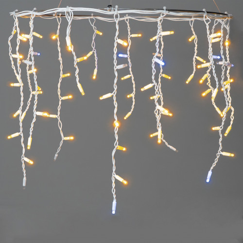 Гирлянда Бахрома 3,1 x 0,5 м Жёлтая с Мерцанием Белого Диода 220В, 120 LED, Провод Черный Каучук, IP65