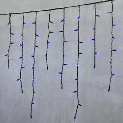 Гирлянда Бахрома 3,2 x 0,9 м Синяя 220В, 168 LED, Провод Черный Каучук, IP65