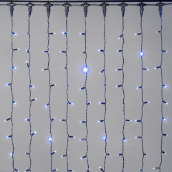 Гирлянда Занавес 2 x 2 м Синий 220В, 400 LED, Провод Черный Каучук 2,3мм, IP65