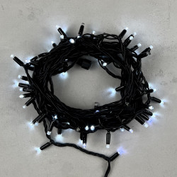 Гирлянда Нить 10м Белая с Мерцанием Белого Диода 220В, 75 LED, Провод Черный Каучук, IP65 Гирлянда Нить 10м Белая с Мерцанием Белого Диода 220В, 75 LED, Провод Черный Каучук, IP65