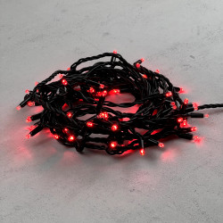 Гирлянда Нить 10м Красная 24В, 75 LED, Провод Черный Каучук, IP65