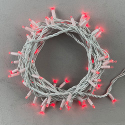 Гирлянда Нить 10м Красная 24В, 75 LED, Провод Белый Каучук, IP65