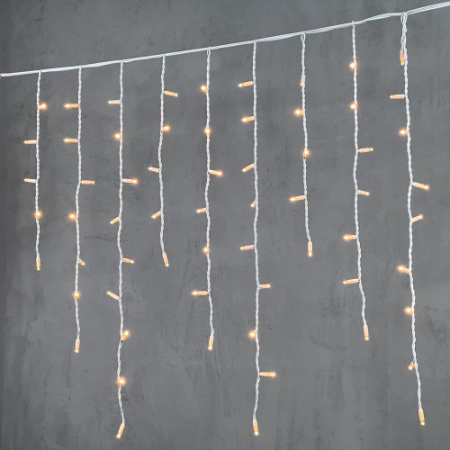 Гирлянда Бахрома 3,2 x 0,9 м Экстра Тепло-Белая 220В, 168 LED, Провод Белый Каучук, IP65
